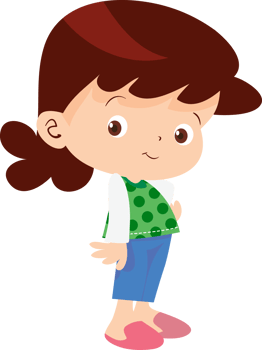 children or kids cartoon characterA cute girl stands still, looking shy. png