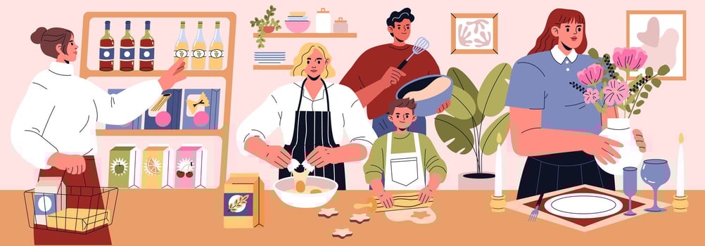 Dinner Party. Flat Illustration vector