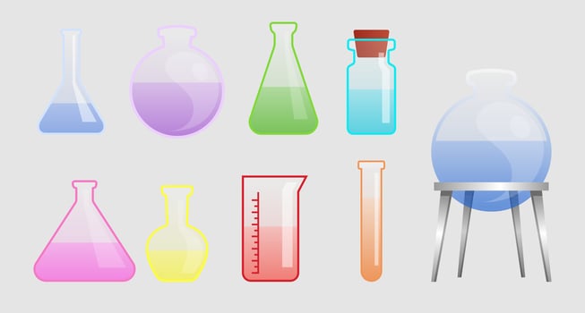 Colorful Laboratory Glass flask Set Illustration vector