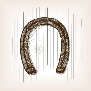 Horseshoe sketch style illustration. Old hand drawn engraving imitation. Vegetable illustration vector