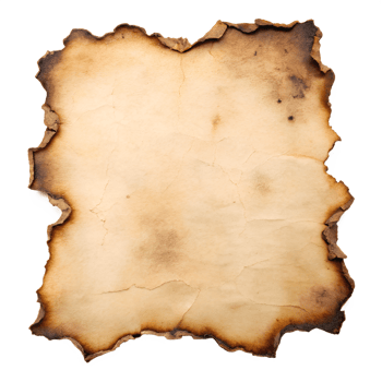 A piece of antique-looking paper with burnt edges png