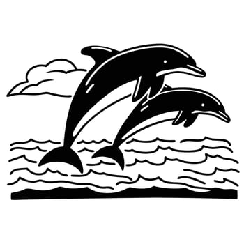 Swimming dolphin silhouette vector