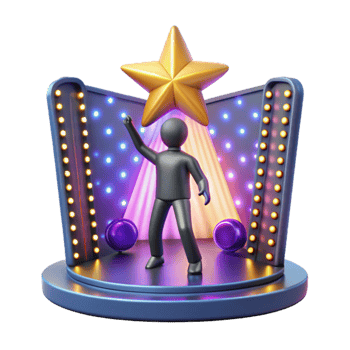 Celebrating Achievement 3D Stage with Star Award png