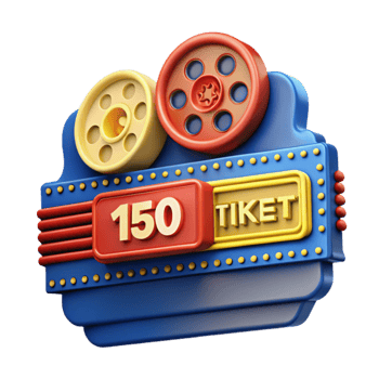 150 Tickets Retro Film Reel Design png