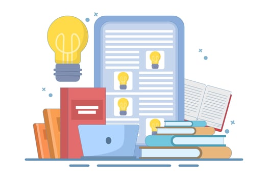 Online education concept on computer or laptop with open book, Online education or business training. Online learning. Webinar, online business training, e-learning education. Flat illustration. vector