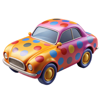 Colorful Polka Dot Car Fun, Whimsical Vehicle Illustration png