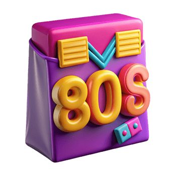 Retro 80s Style Colorful 3D Design png