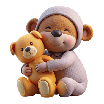Adorable Teddy Bear Hugging a Plush Toy png