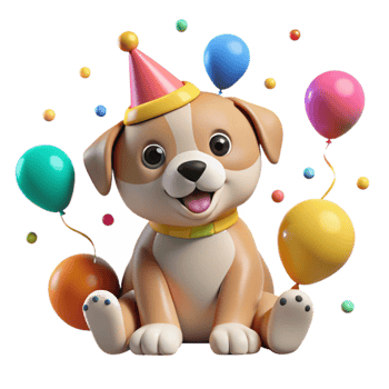 Adorable Puppy s Birthday Celebration png
