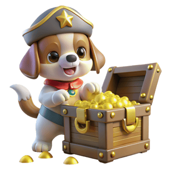 Adorable Puppy Pirate Treasure Chest png