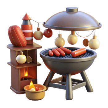 Festive Holiday Grill Christmas BBQ Cookout png