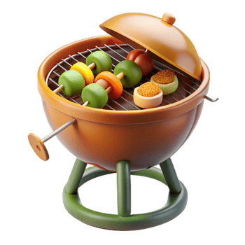 Delicious Grilled Skewers and Treats on a Portable Grill png