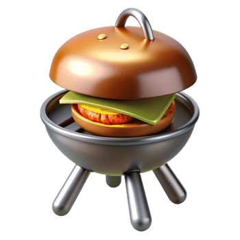 Grilling a Burger A 3D Render png