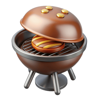 Grilling a Patty A 3D Render of a Delicious Burger on the Grill png