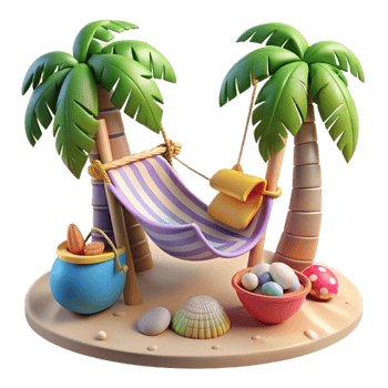 Tropical Hammock Relaxation Eggs, Shells Palm Trees png