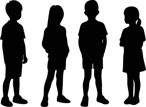 Cute Standing Children Silhouette for Kids Illustrations vector