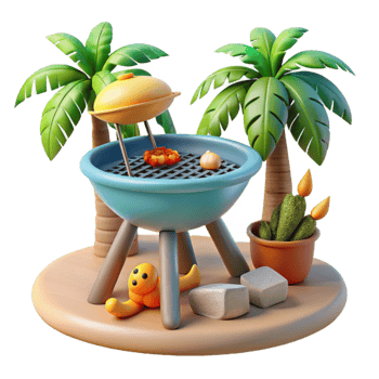 Tropical BBQ Grill Summertime Fun png
