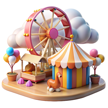 Fairground Fun Ferris Wheel, Carnival Tent, and Games png