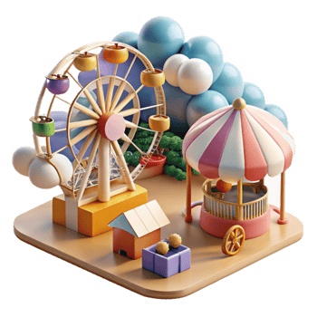 Amusement Park Fun Ferris Wheel, Carousel, and More png