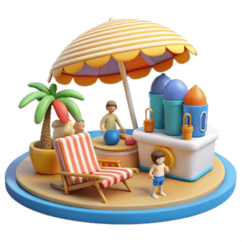Summer Beach Fun Kids, Treats, and Relaxation png