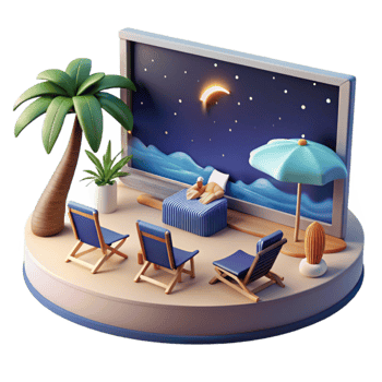 Tropical Night Outdoor Cinema Relaxation png