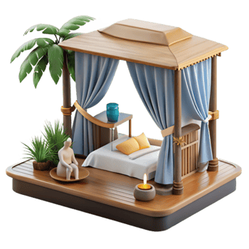 Serene Canopy Bed Relaxation Haven png