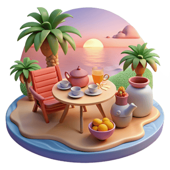 Sunset Beach Tea Party Tropical Relaxation png