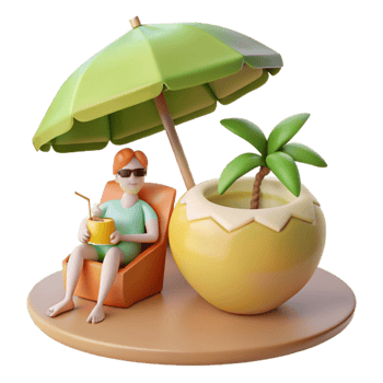 Relaxing Summer Vacation Beach Scene png