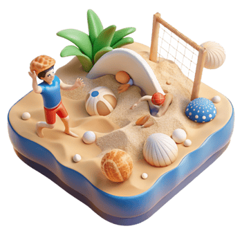 Beach Fun Kids Playing Ball in Sand png