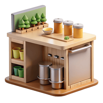 Compact Kitchen Cart with Storage and Countertop png