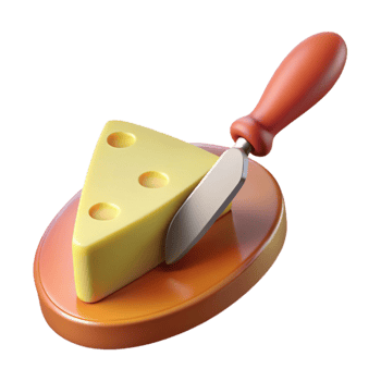 3D Render Cheese Wedge Spreader on Board png
