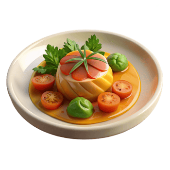 Elegant Savory Custard with Tomato and Herb Garnish png