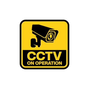 Security Camera or cctv yellow sign vector