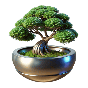 Serene Bonsai Tree in Modern Pot A 3D Render png