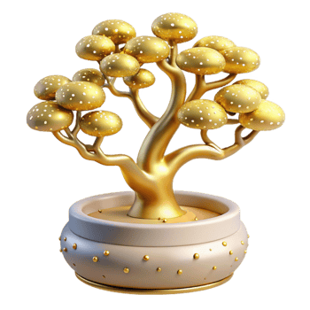 Golden Bonsai Tree Decorative Ornament png