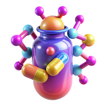 Pill Bottle Molecular Structure Pharmaceutical Science png