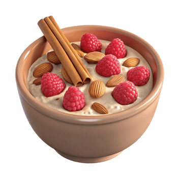 Creamy Oatmeal with Raspberries, Almonds, and Cinnamon png