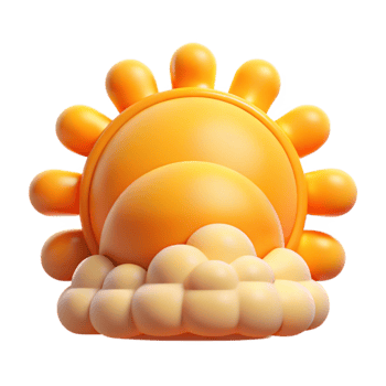 Cartoon Sun and Clouds 3D Render png