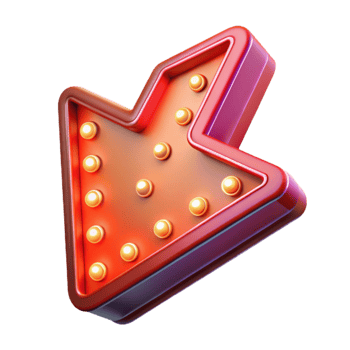 3D Red Arrow Sign with Lights Downward Direction Indicator png