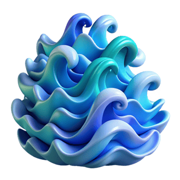 Abstract Blue Wave 3D Render png