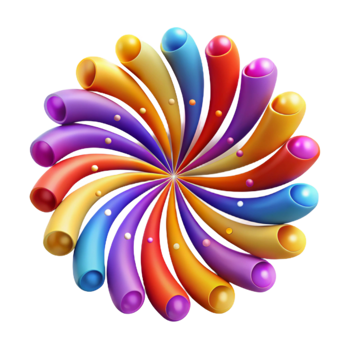 Colorful Swirl Abstract 3D Rainbow Design png
