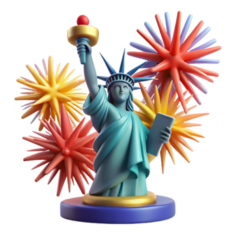 Patriotic Fireworks Liberty Statue png