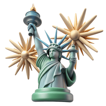 Liberty Statue, Fireworks, Celebration, 3D Render png