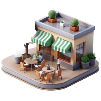 Outdoor Cafe Patio Relaxation, Coffee, and Urban Scene png