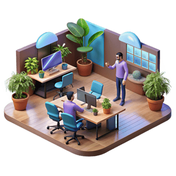 Modern Office Workspace Collaboration, Productivity, and Plants png