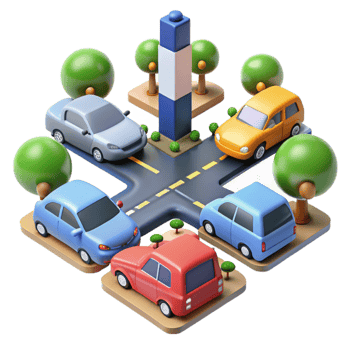Isometric City Intersection Cars, Roads, and Urban Design png