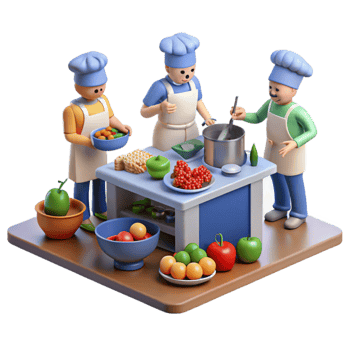 Culinary Team Cooking Fresh Food png