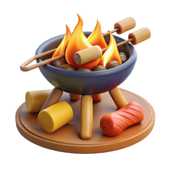 Campfire Treats Roasting Marshmallows and Sausages png