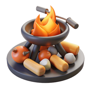 Campfire 3D Render Roasted Treats Embers png