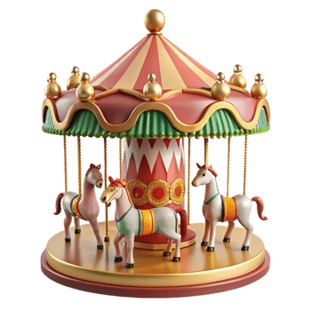 Whimsical Carousel A 3D Render of a Classic Fairground Ride png